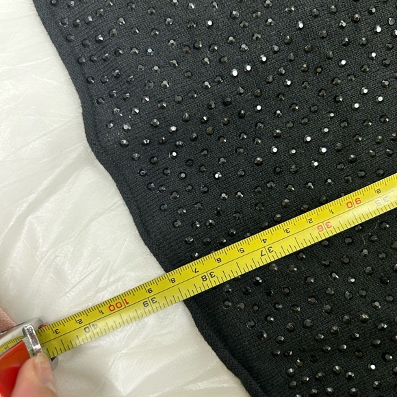 Alice + Olivia Black Crystal Sparkle Dress Size S Silk Lined Wool Blend - Picture 6 of 12